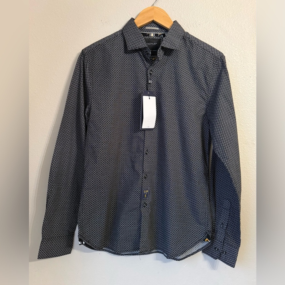 Cactus Man Ricky Singh Long Sleeve Button Up Black & White Shirt Mens Size S NWT